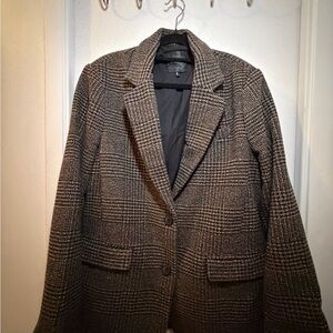 Dynamite Brown & Black Glen Plaid Blazer